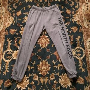 THE NORTH FACE GREY SPELLOUT LOGO UNISEX LOUNGEWEAR JOGGING PANTS - SIZE MEDIUM
